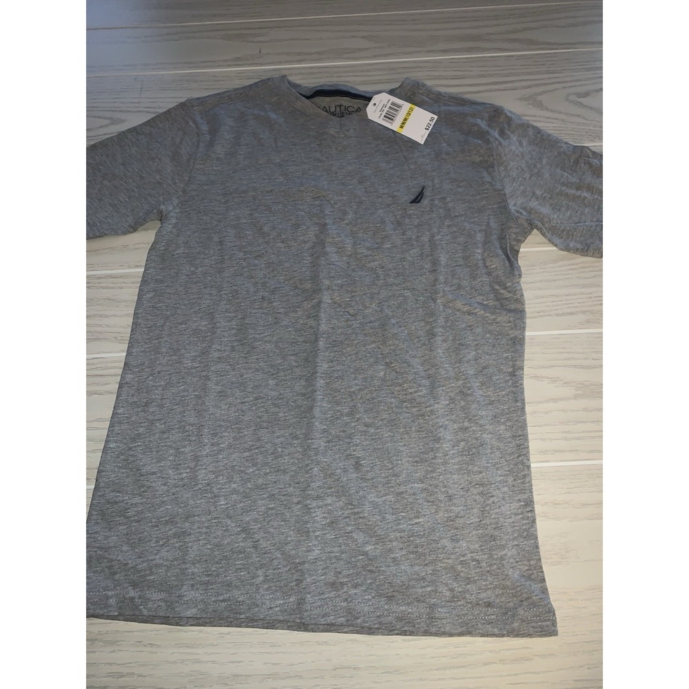 Nautica T-Shirt‎ Tee Youth Boy's Medium (10-12) Gray Short Sleeve Logo New